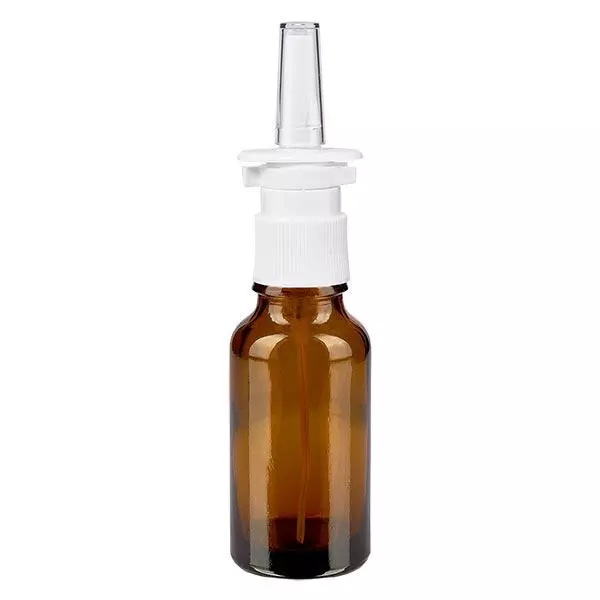 Butelka apteczna brązowa 20ml atomizer do nosa biały St Butelka apteczna brązowa 20ml atomizer do nosa biały St