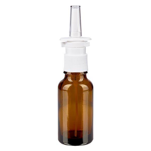 Butelka apteczna brązowa 20ml atomizer do nosa biały St Butelka apteczna brązowa 20ml atomizer do nosa biały St