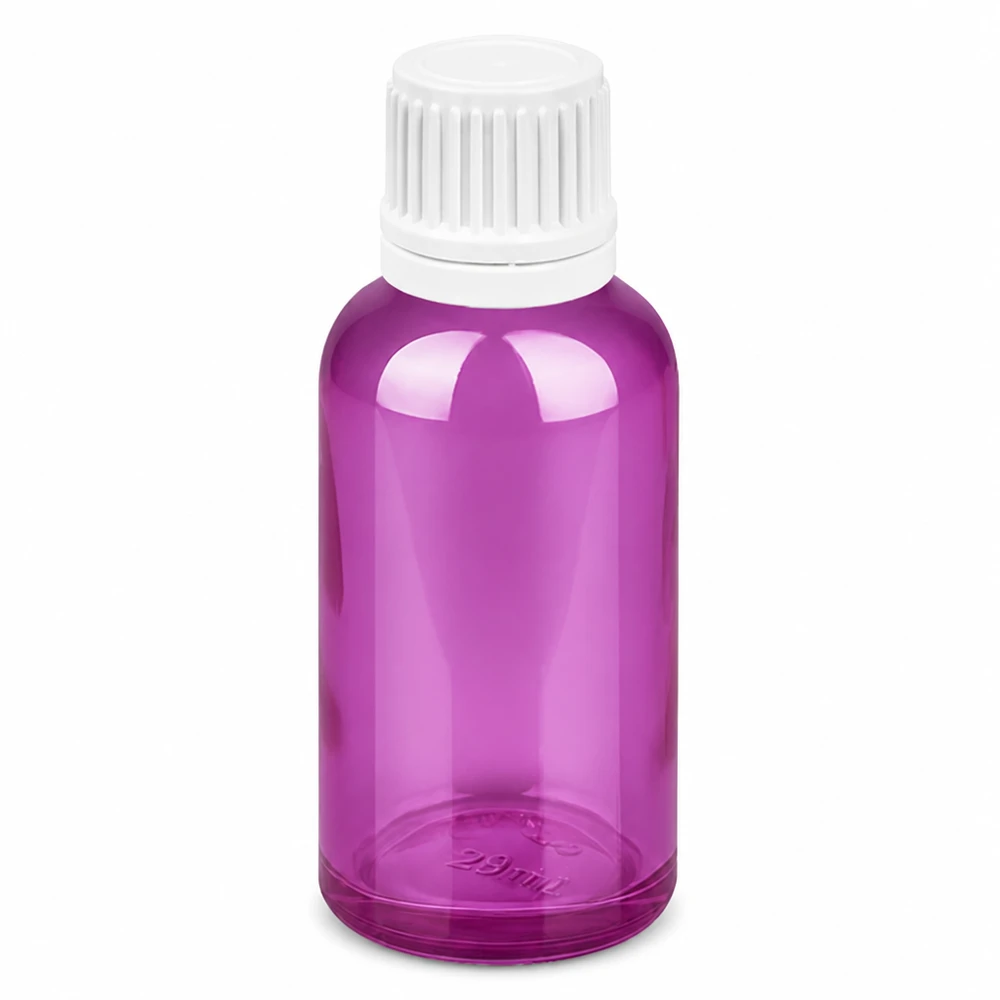 Butelka z zakraplaczem 30 ml 0,7 mm biała zakrętka Originality PurpleLine UT18/30 30 ml butelka z zakraplaczem w kolorze fioletowym z białą zakrętką i otworem 0,7 mm do precyzyjnego dozowania