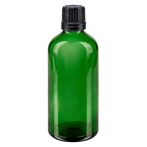 Butelka apteczna zielona 100ml zakrętka czarna nalewak r. OV Butelka apteczna zielona 100ml zakrętka czarna nalewak r. OV