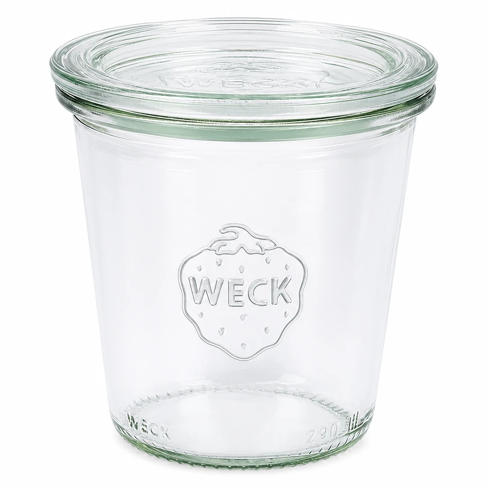 Kubki wysokie 290ml ze szklaną pokrywką WECK RR80 WECK kubki 290ml ze szklaną pokrywką RR80 przezroczysty słoik do konserwowania i przechowywania