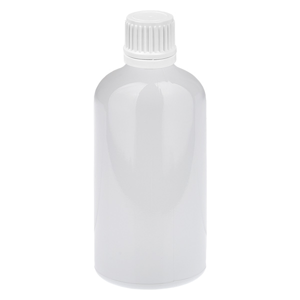 Butelka 100 ml z zakrętką 11 mm, biała, zamknięcie zabezpieczające przed otwarciem przez dzieci WhiteLine UT18/100 Butelka 100 ml z zakrętką 11 mm, biała, zamknięcie zabezpieczające przed otwarciem przez dzieci WhiteLine UT18/100