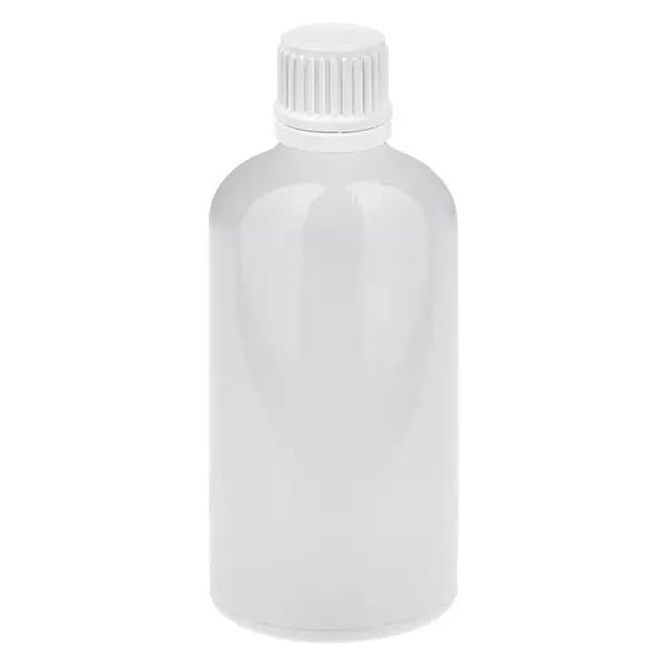Butelka 100 ml z zakrętką 11 mm, biała, zamknięcie zabezpieczające przed otwarciem przez dzieci WhiteLine UT18/100
