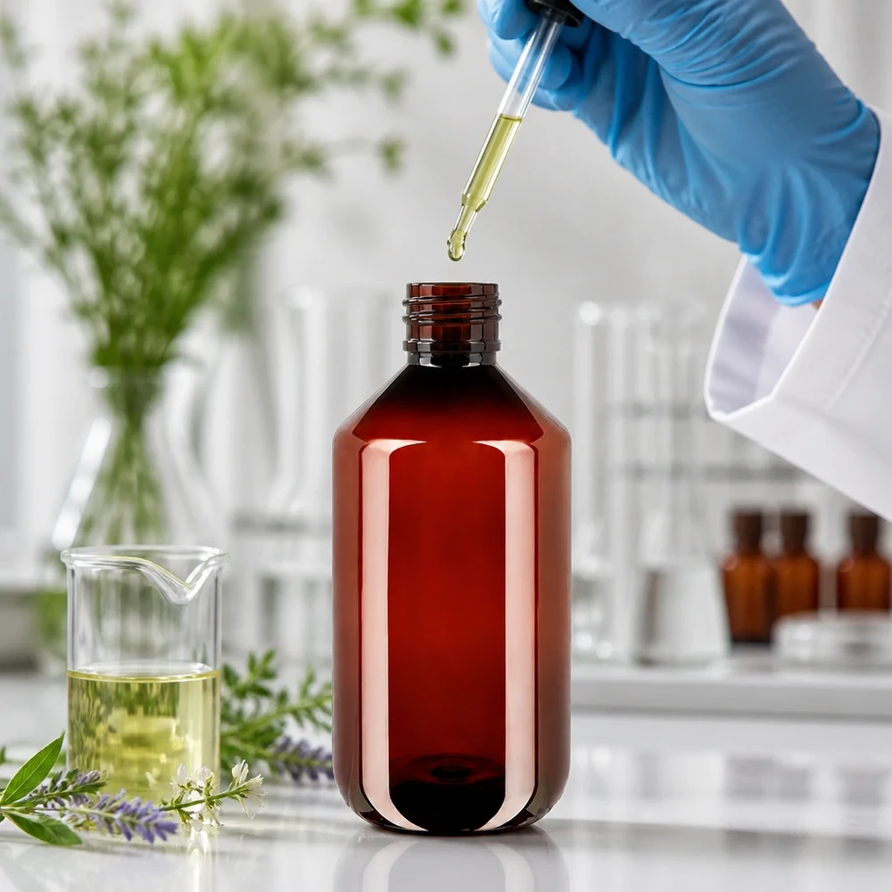 Butelka PET 500ml z brązową nakrętką OV UV-schützende 500ml PET Flasche braun mit Originalitätsverschluss für Öle und Extrakte