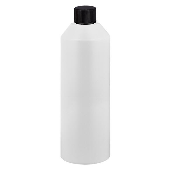 Butelka apteczna HDPE 250 ml biała, z czarnym SV Butelka apteczna HDPE 250 ml biała, z czarnym SV