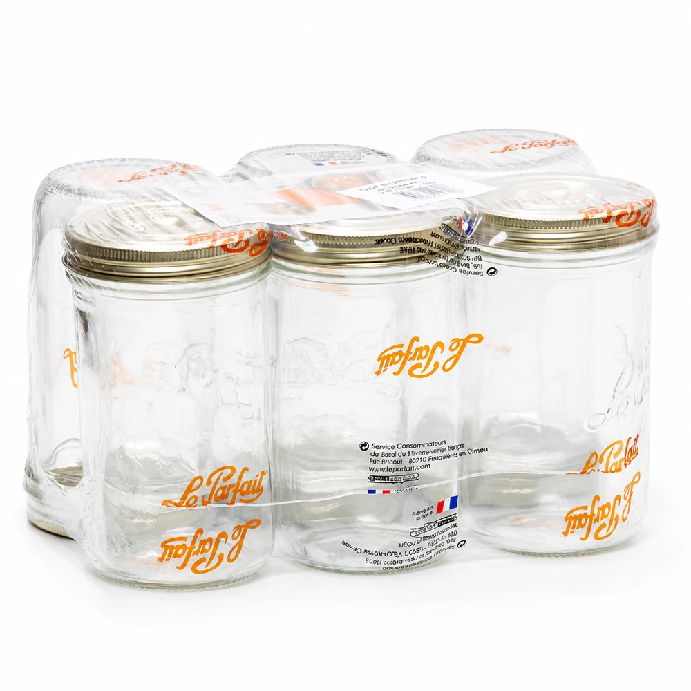 1020ml Sturzglas "Familia Wiss" 2-teiliges Deckelsystem Le P Słoiki na przetwory Le Parfait 1020 ml Familia Wiss z 2-częściową pokrywką w opakowaniu 6 słoików na przetwory z Francji