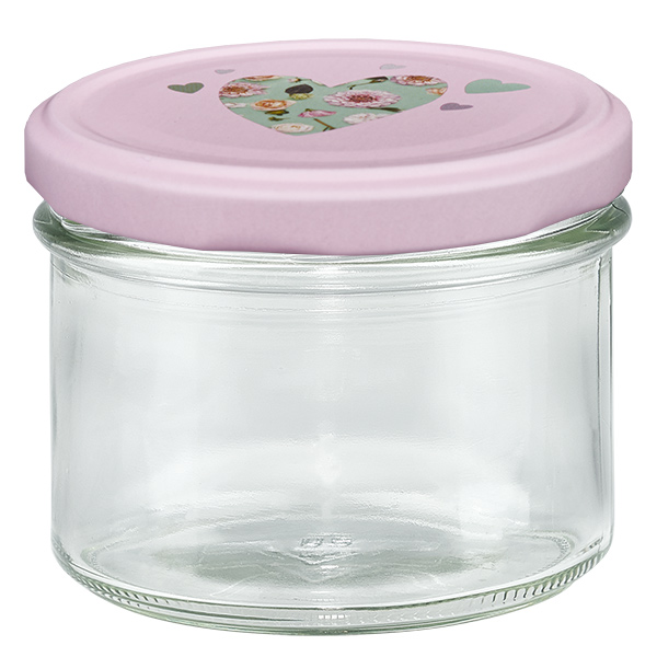 S&#322;oik 225 ml + pokrywka BasicSeal w kszta&#322;cie serca, r&#243;&#380;owa UN..