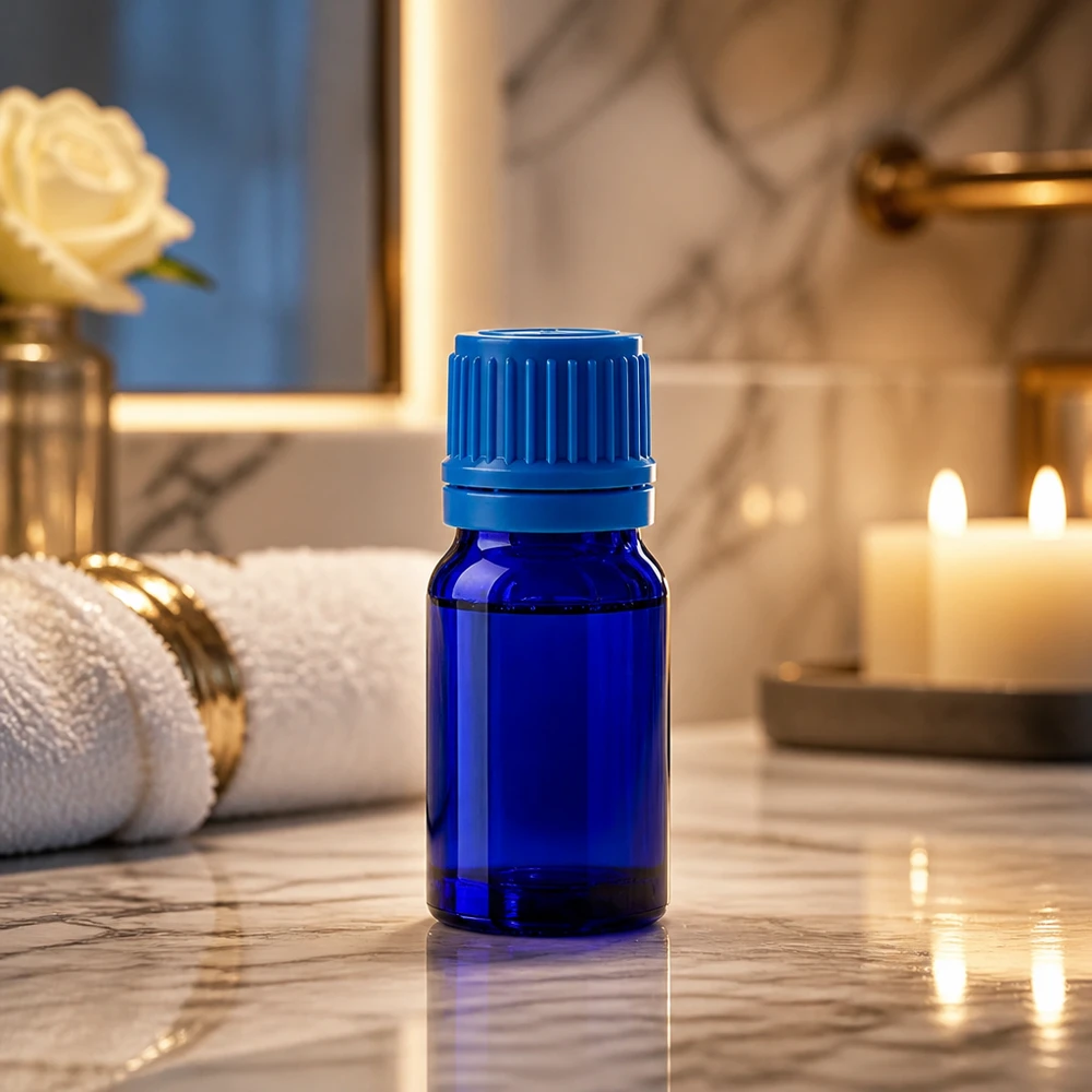 Butelka 5 ml 11 mm SV niebieska OV BlueLine UT18/5 Wysokiej jakości szklana butelka o pojemności 5 ml w kolorze kobaltowego błękitu z precyzyjną zakrętką do użytku profesjonalnego