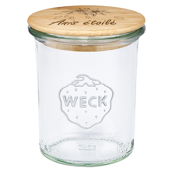 Drewniana pokrywka &#8222;Any&#380; gwia&#378;dzisty&#8221; z szklanym kubkiem WECK 160 ml