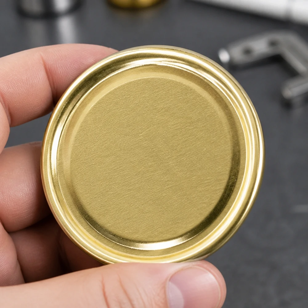 Spód złotej nakrętki typu twist-off TO43 UNiTWIST BioSeal BPA-NI unitemp – metalowa nakrętka 43 mm