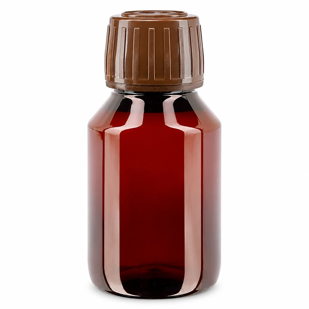 Butelka PET 50 ml z brązową nakrętką OV Pharma PET Flasche 50 Milliliter braun mit manipulationssicherem Originalverschluss