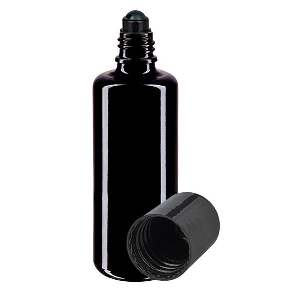 Butelka apteczna viol. 50ml nakrętka roll-on czarna Butelka apteczna viol. 50ml nakrętka roll-on czarna