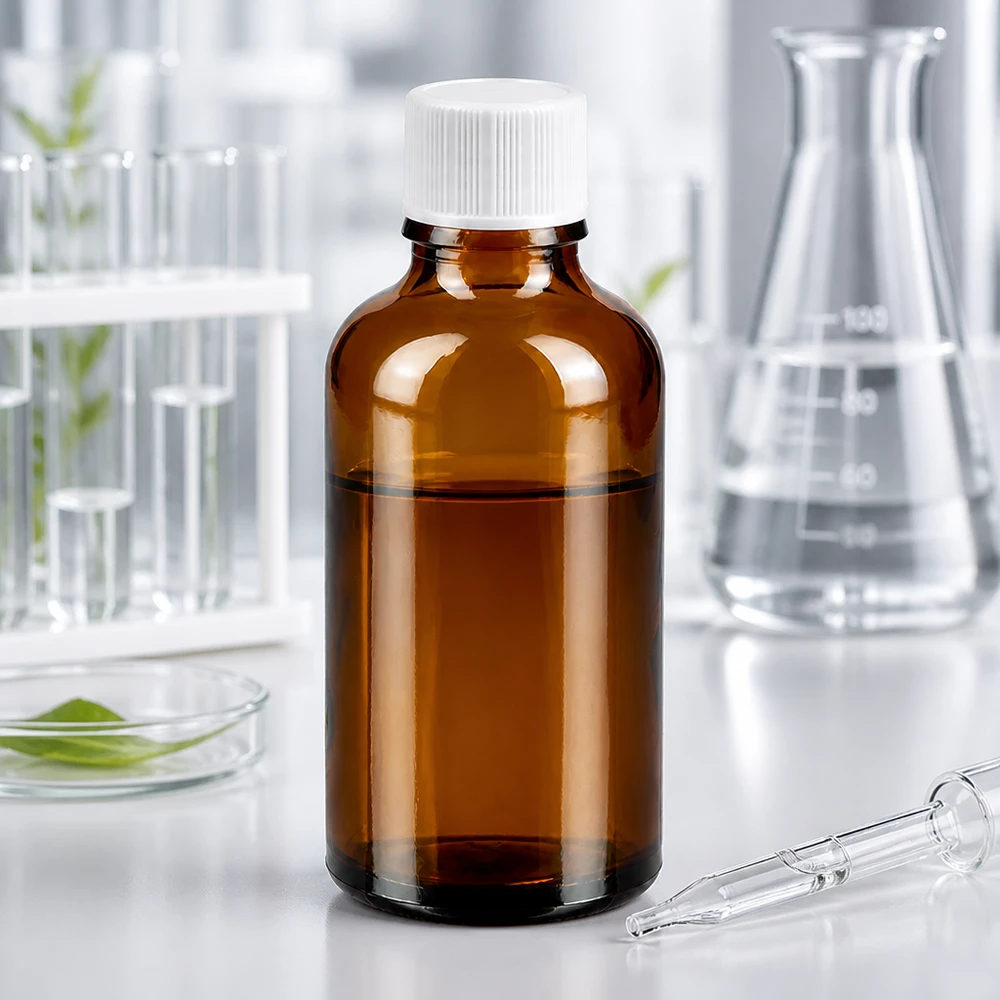 Butelka z bursztynowego szkła o pojemności 50 ml z pipetą do precyzyjnego dozowania nalewek i płynnych preparatów
