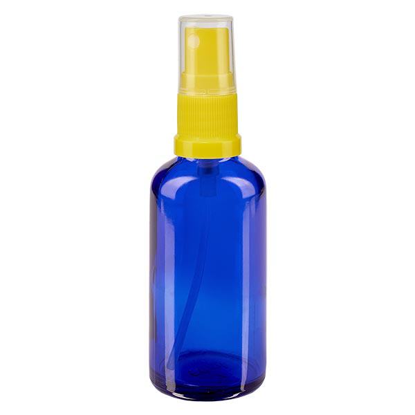 Butelka apteczna niebieska 50ml nasadka rozpylająca żółta Butelka apteczna niebieska 50ml nasadka rozpylająca żółta