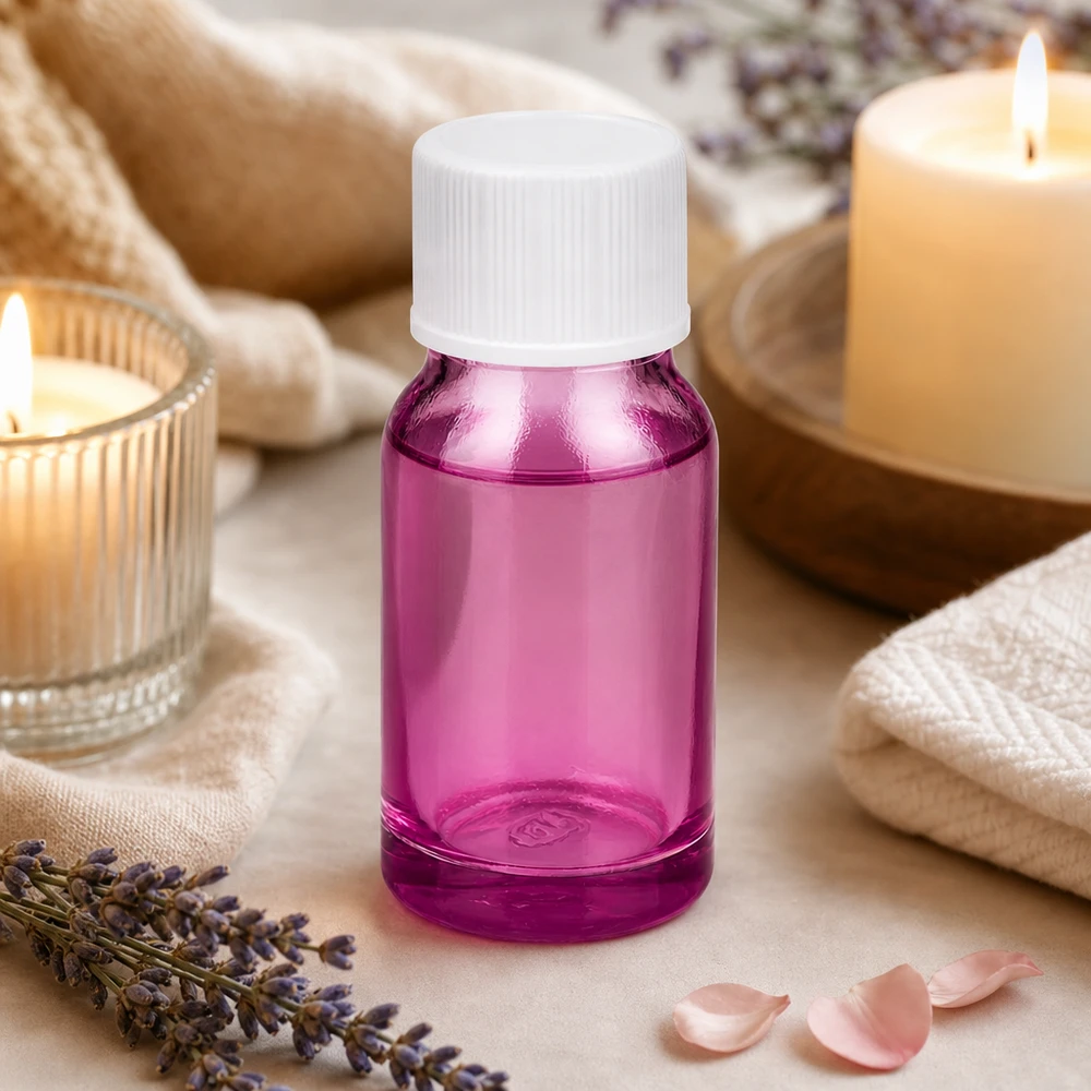 10 ml fioletowa szklana butelka z białą zakrętką do kosmetyków DIY i domowych serum