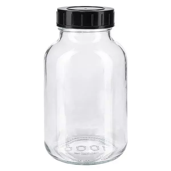Butelka z szeroką szyjką 1000 ml z przezroczystego szkła z zakrętką Butelka z szeroką szyjką 1000 ml z przezroczystego szkła z zakrętką