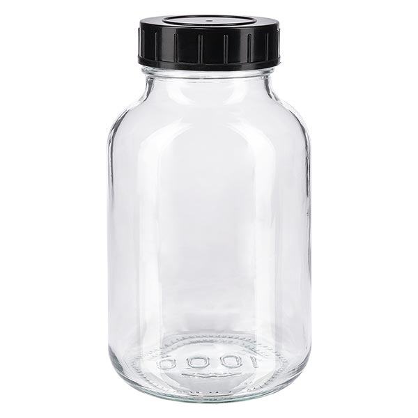 Butelka z szeroką szyjką 1000 ml z przezroczystego szkła z zakrętką Butelka z szeroką szyjką 1000 ml z przezroczystego szkła z zakrętką