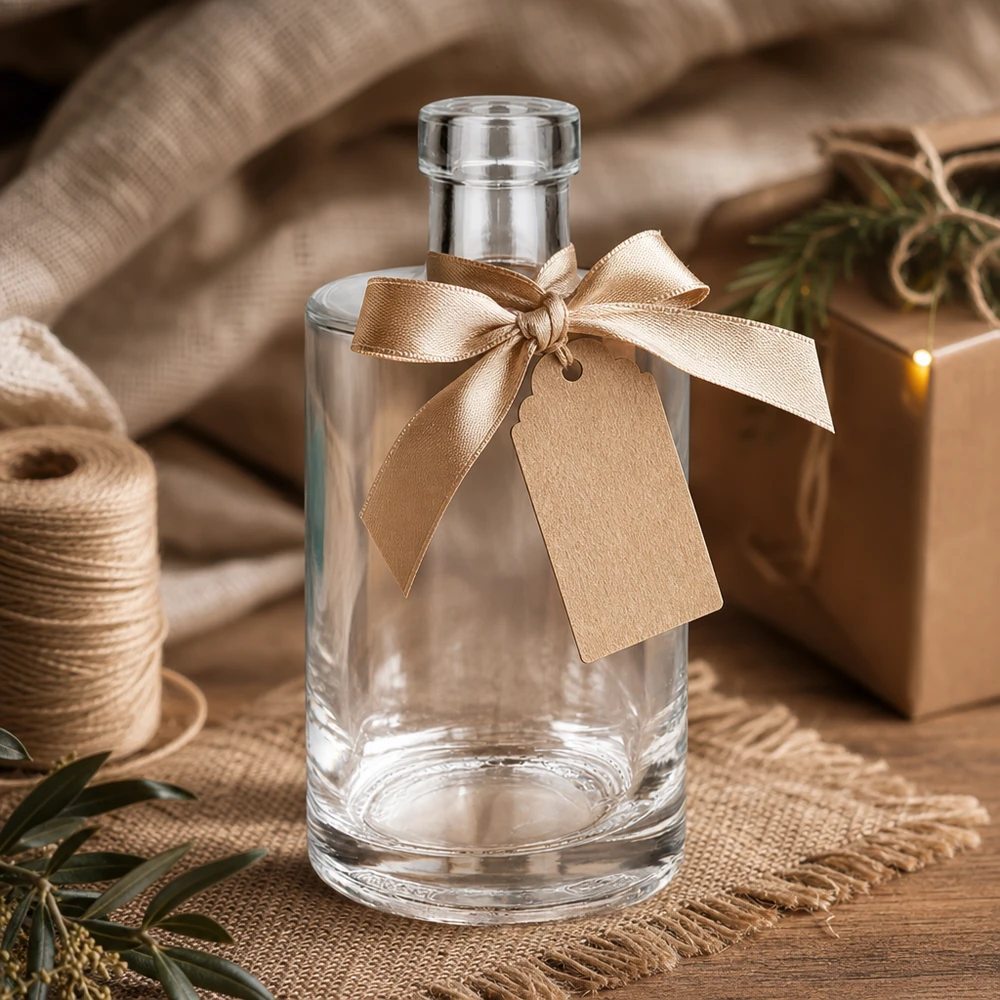 350 ml szklana butelka Marie ze złotą kokardką i przywieszką prezentową rustykalne opakowanie prezentowe Obraz 10 z 10
