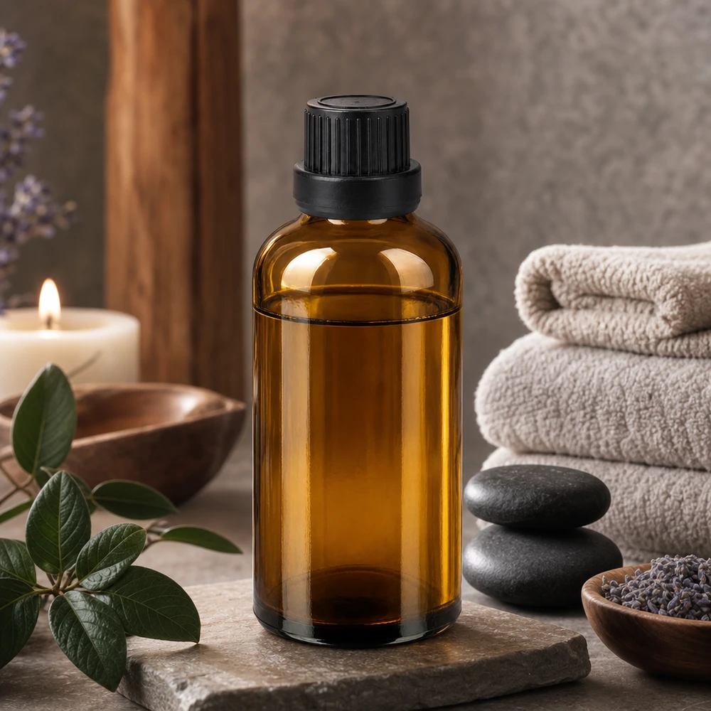 50 ml szklana butelka BrownLine z gwintem 11 mm i czarną zakrętką dla farmacji