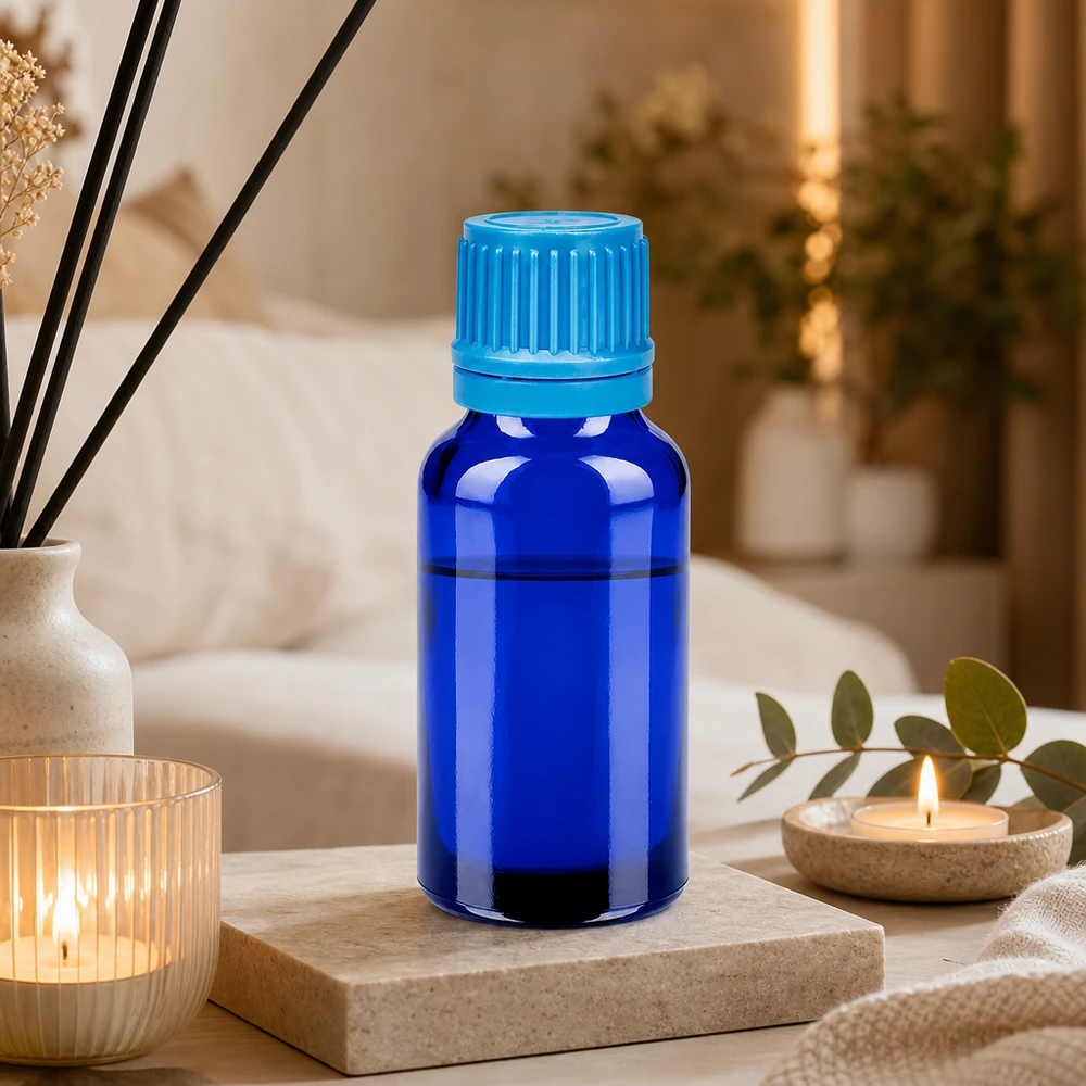 Butelka 20 ml 11 mm SV niebieski OV BlueLine UT18/20 Profesjonalna butelka BlueLine o pojemności 20 ml z turkusową nakrętką z zabezpieczeniem umożliwiającym bezpieczne przechowywanie.