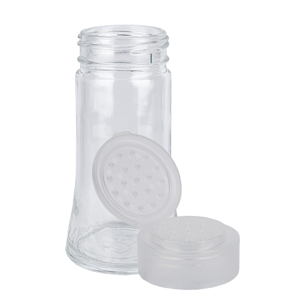 S&#322;oik na s&#243;l/przyprawy 95ml z shakerem bia&#322;y - Pokrywka z shakerem z 19 otworami &#248;3,5mm. Pokrywka na zawiasach. PP.