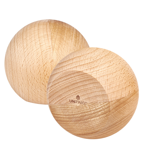 370ml słoik tulipan WECK RR80 z drewnianą kulką buk Drewniana kula UNiTWIST wykonana z drewna bukowego do słoików WECK RR80 - dwie naturalne drewniane kule z widocznym usłojeniem
