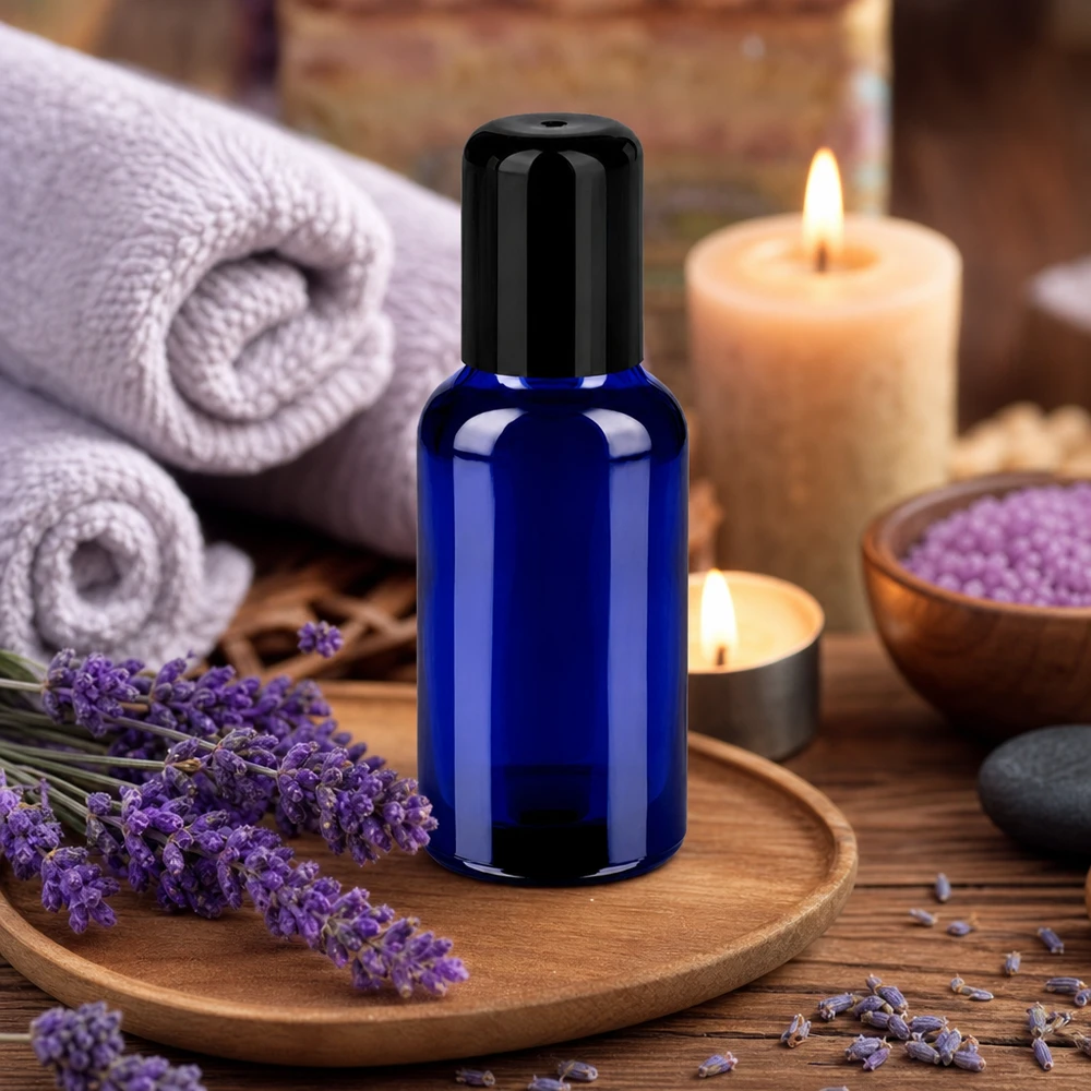 Butelka roll-on 30 ml czarna STD BlueLine UT18/30 Czarna zakrętka do szklanej butelki BlueLine 30 ml STD UT18/30 Opakowanie na kosmetyki