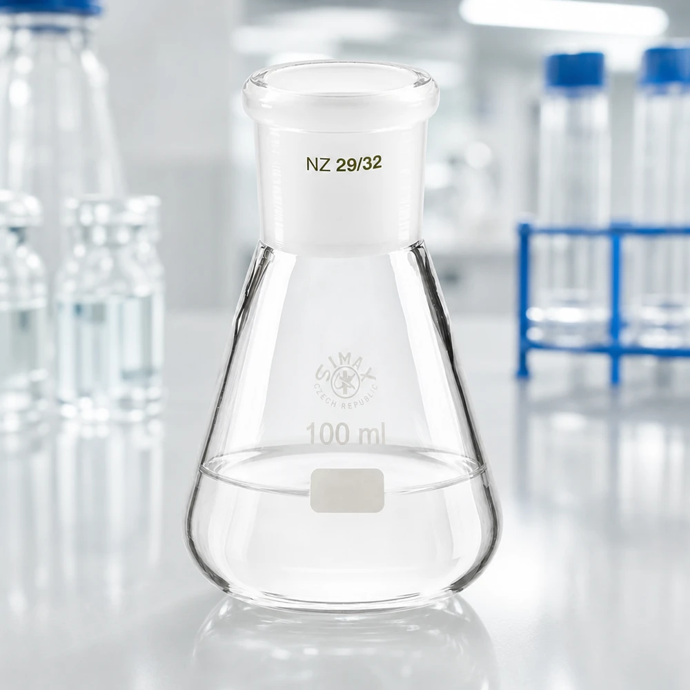 Kolba Erlenmeyera 100 ml ze standardowym szlifowanym złączem (29/32) Kolba Erlenmeyera 100 ml ze standardowym szlifowanym złączem (29/32)