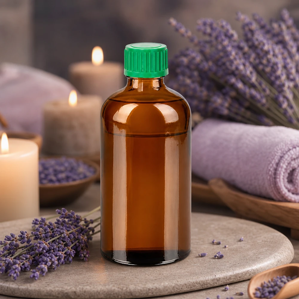 Butelka 100 ml 11 mm SV zielona OV BrownLine UT18/100 Kompaktowa szklana butelka 100 ml w kolorze brązowym z zieloną zakrętką do precyzyjnego dozowania