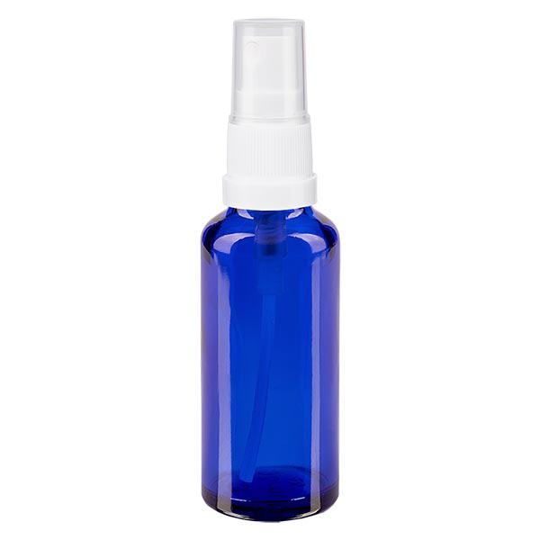 Butelka apteczna niebieska 30ml spray top biały Butelka apteczna niebieska 30ml spray top biały