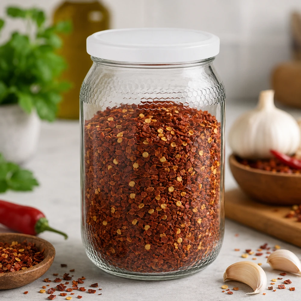 1260g Honigglas + BasicSeal Deckel weiß UNiTWIST Słoik na miód 900 ml wypełniony płatkami chili wykazuje wszechstronne zastosowanie do przypraw i żywności Pokrywka BasicSeal
