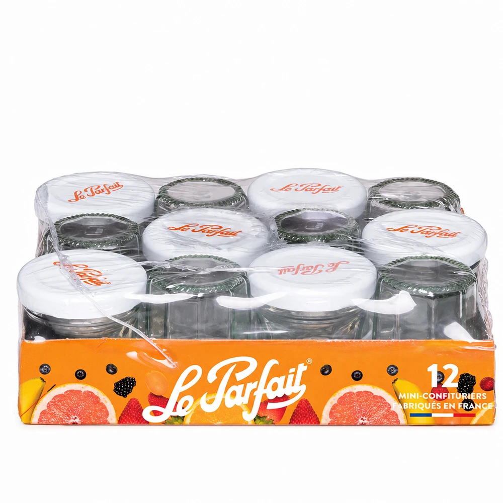 44ml Mini-Sturzglas "Jam" mit Schraubdeckel Le Parfait® Mini słoiczki na dżem Le Parfait 44 ml w zestawie 12 z zakrętką w opakowaniu handlowym