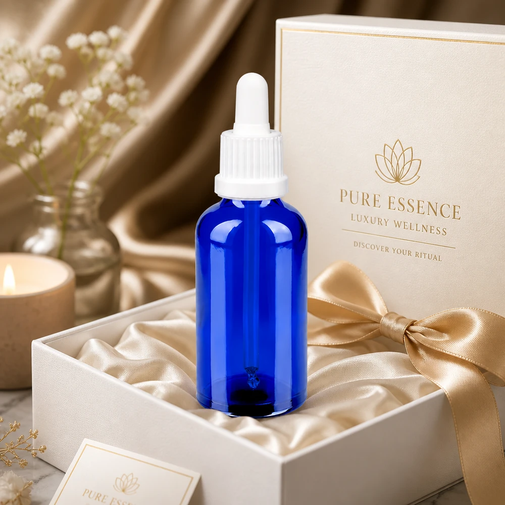 50 ml butelka z pipetą OV BlueLine UT18/50 w luksusowym opakowaniu prezentowym ze złotą wstążką