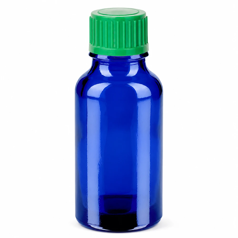 Butelka z kroplomierzem 20 ml 0,8 mm zielona STD BlueLine UT18/20 20 ml niebieska szklana butelka z zielonym zakraplaczem do precyzyjnego dozowania produktów farmaceutycznych