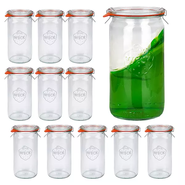 Zestaw 12 słoików Weck o pojemności 340 ml z 12 szklanymi pokrywkami