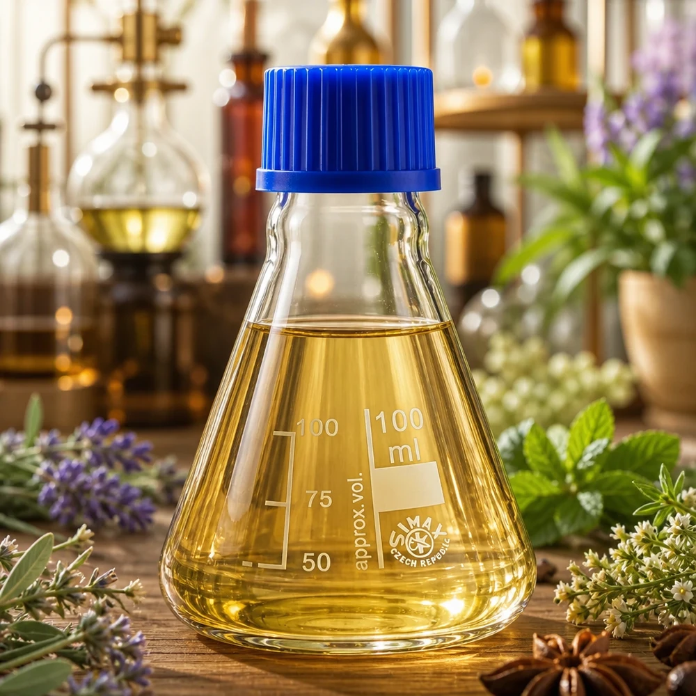 Kolba Erlenmeyera 100 ml z zakrętką Wysokiej jakości kolba Erlenmeyera o pojemności 100 ml wykonana ze szkła borokrzemowego z bezpieczną niebieską zakrętką