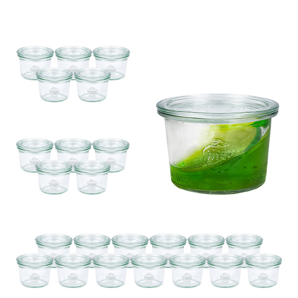 Zestaw 24 słoików Weck 80 ml słoiki z pokrywkami Zestaw 24 słoików Weck 80 ml słoiki z pokrywkami