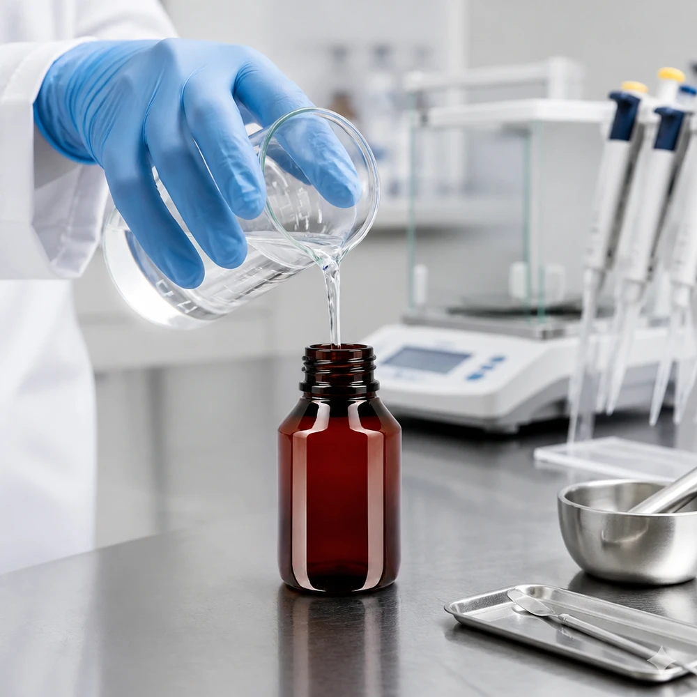 Wiederverschließbare 50ml PET Flasche mit schwarzem OV Spritzverschluss für Laborflüssigkeiten