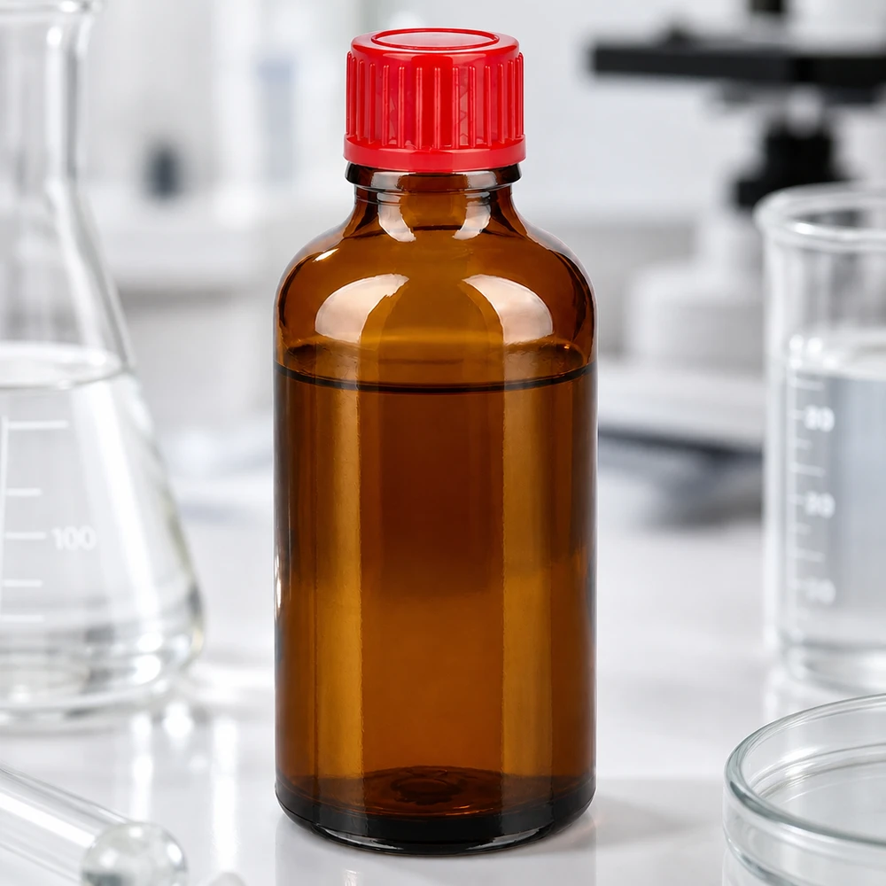 Wysokiej jakości butelka laboratoryjna o pojemności 50 ml wykonana z bursztynowego szkła z praktycznym gwintem 11 mm