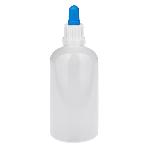 Butelka z pipetą 100 ml, biała/niebieska, zamknięcie zabezpieczające przed otwarciem WhiteLine UT18/100