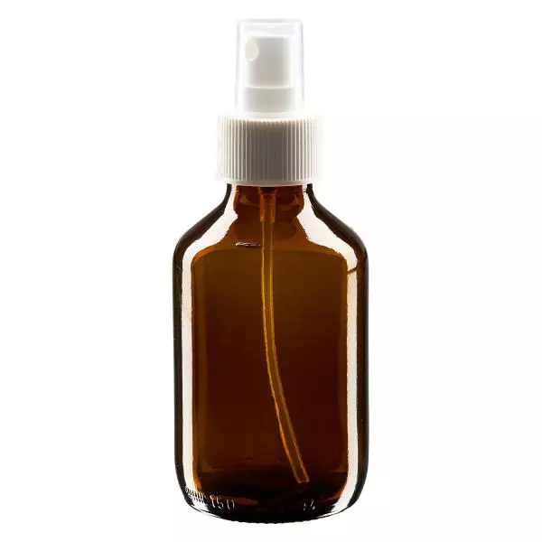 Butelka na lek 150 ml brązowa, z pompką rozpylającą białą ApoGlas. Farmaceutyczna jakość produkcji UE. Gwint 28 mm (PP28). (syrop, butelka z lekkiego szkła) Butelka na lek 150 ml brązowa, z pompką rozpylającą białą ApoGlas. Farmaceutyczna jakość produkcji UE. Gwint 28 mm (PP28). (syrop, butelka z lekkiego szkła)