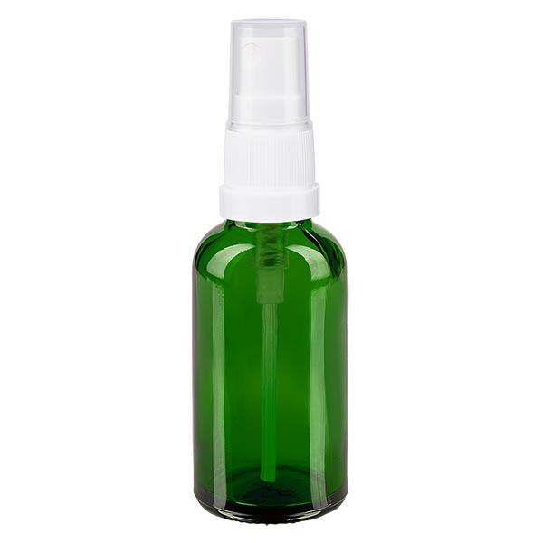 Butelka apteczna zielona 30ml spray top biały Butelka apteczna zielona 30ml spray top biały