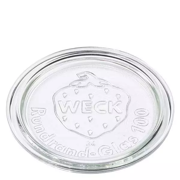 Pokrywa szklana WECK RR100 WECK szklana pokrywka RR100 okrągła przezroczysta z wytłoczonym logo do słoików na przetwory i słoików typu mason