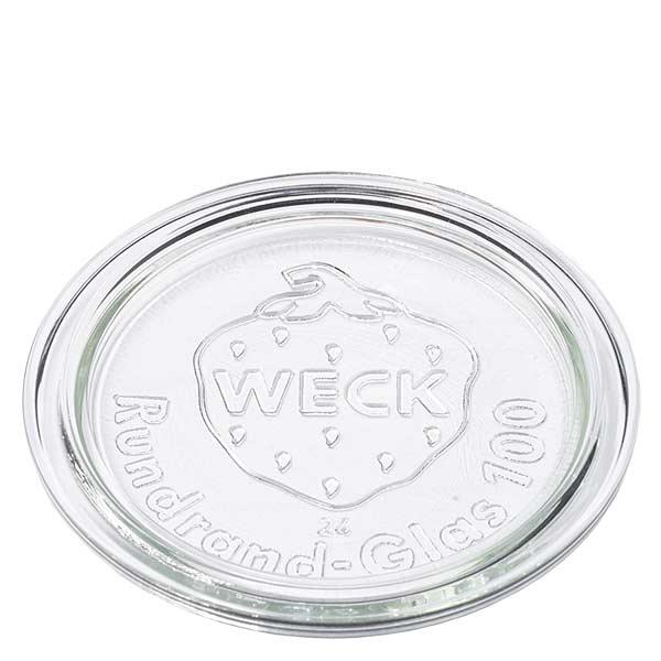 Pokrywa szklana WECK RR100 WECK szklana pokrywka RR100 okrągła przezroczysta z wytłoczonym logo do słoików na przetwory i słoików typu mason