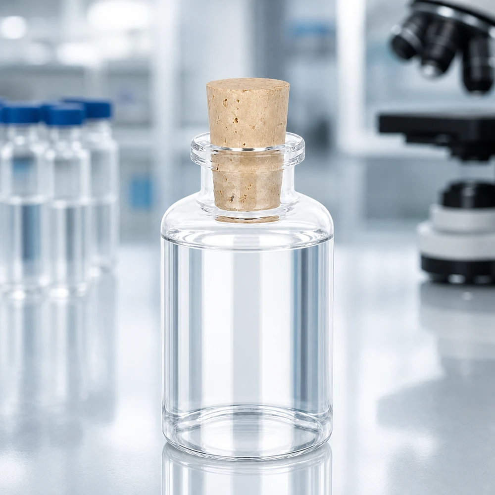 Butelka z przezroczystego szkła 30 ml z korkiem 11/14 mm Wiederverschließbare Klarglasflasche 30ml mit Naturkorken für Probenaufbewahrung und Laborgebrauch
