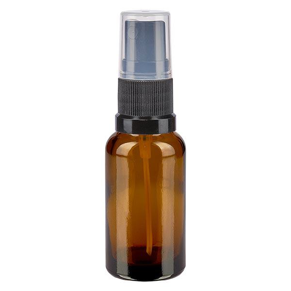 Butelka apteczna brązowa 20ml nasadka w sprayu czarna Butelka apteczna brązowa 20ml nasadka w sprayu czarna