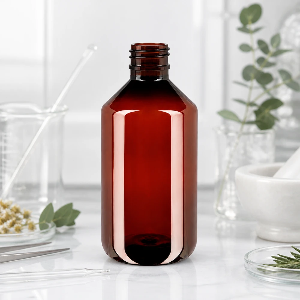 Butelka PET 500ml z brązową nakrętką OV 500ml PET Flasche Braun mit Originalitätsverschluss für Naturkosmetik und Nahrungsergänzung