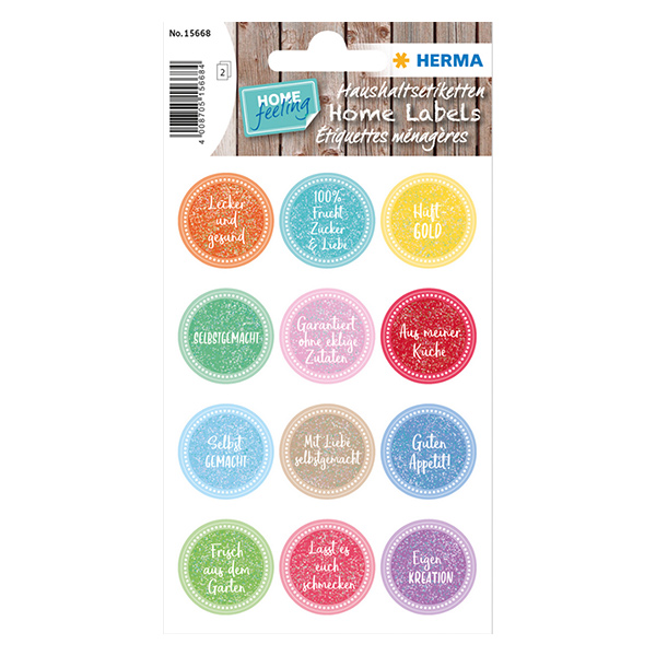 Naklejki &quot;H&#252;ftgold&quot; (24 naklejki z brokatem) | 2 arkusze = 24 naklejki papierowe.