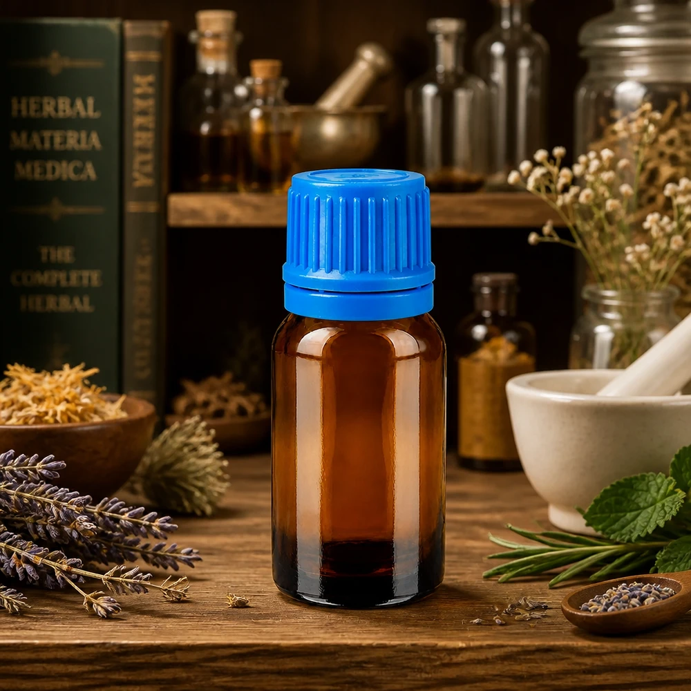 Butelka 10 ml 11 mm SV niebieska OV BrownLine UT18/10 10 ml szklana butelka BrownLine z gwintem UT18/10 i niebieską nakrętką do użytku profesjonalnego