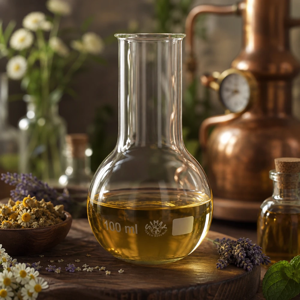 Kolba biodrowa z szeroką szyjką 100 ml Kolba laboratoryjna 100 ml w kształcie gruszki z długą szyjką do destylowanych olejów i ekstraktów